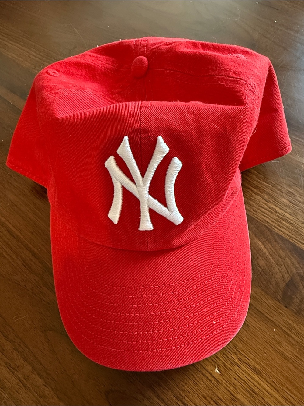 47 Brand Red New York NY Logo Baseball Cap with White Embroidery